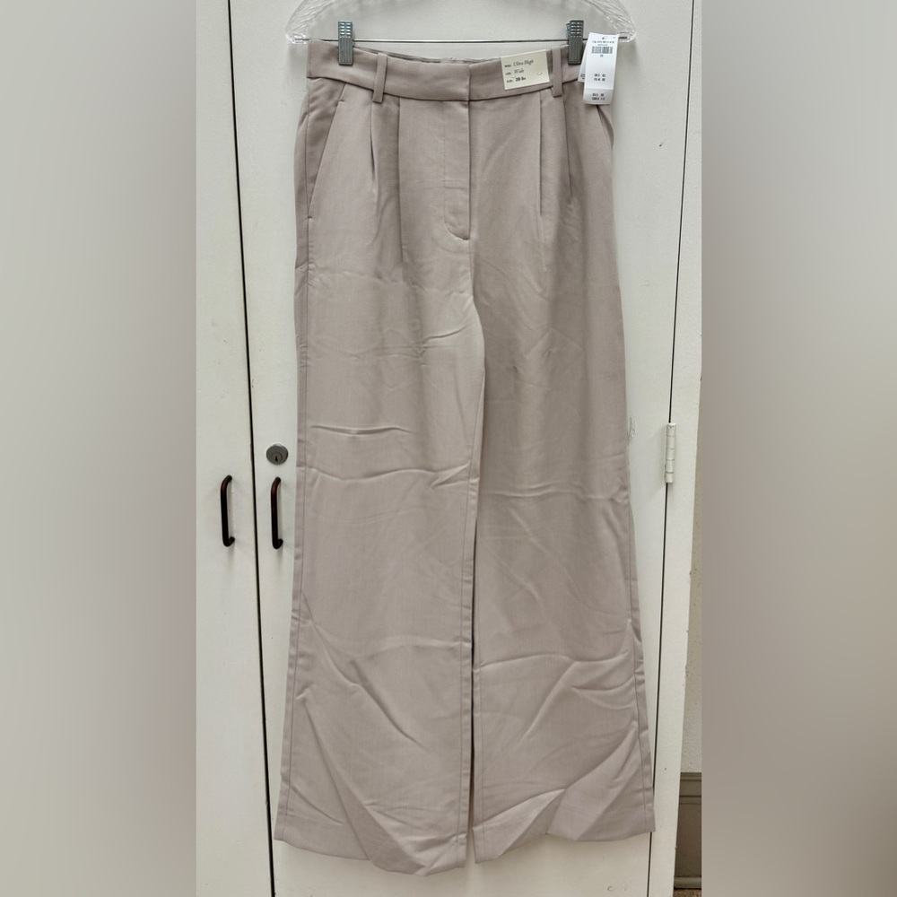 Abercrombie & Fitch Sloane Wide Leg Pants/Trousers in Light Taupe Size 28/6R - Picture 6 of 9